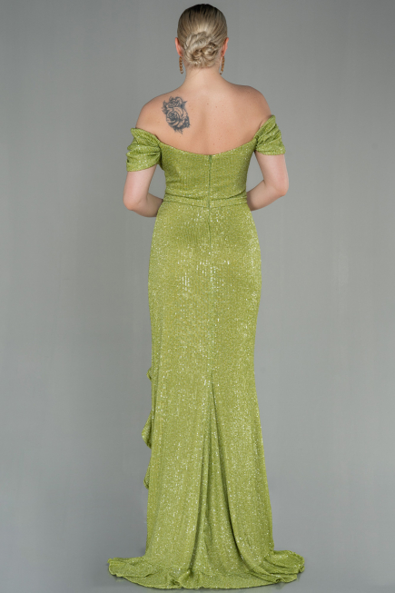 Long Pistachio Green Scaly Evening Dress ABU2954