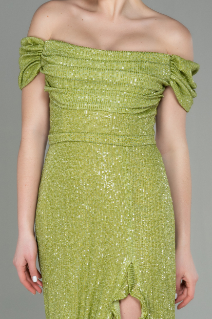 Long Pistachio Green Scaly Evening Dress ABU2954