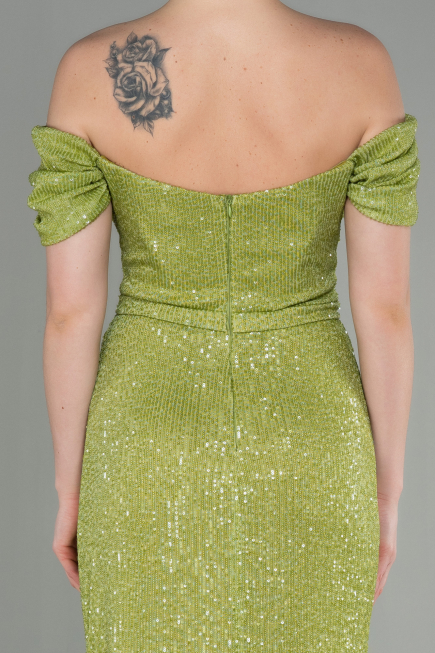 Long Pistachio Green Scaly Evening Dress ABU2954