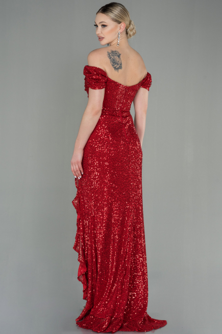 Long Red Scaly Evening Dress ABU2954