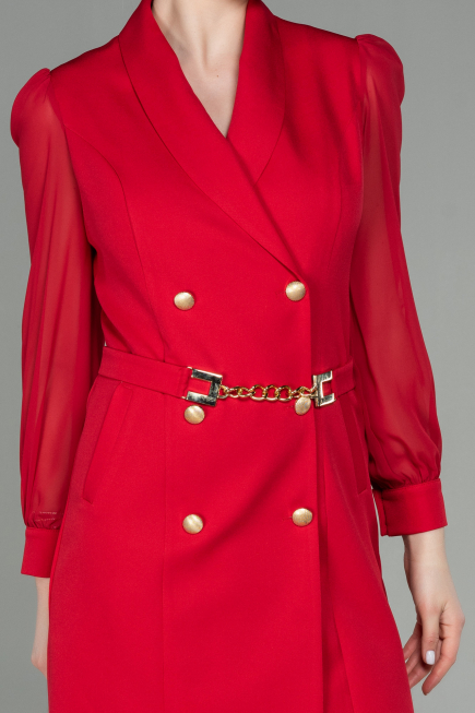 Short Red Chiffon Invitation Dress ABK1663