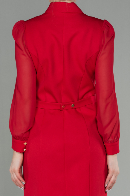 Short Red Chiffon Invitation Dress ABK1663
