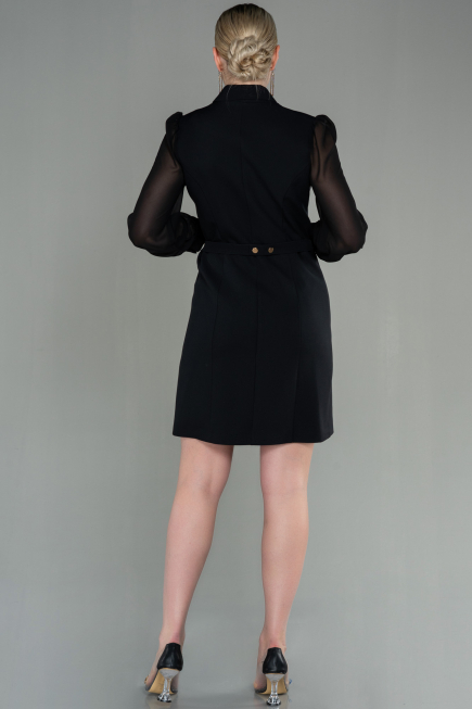 Short Black Chiffon Invitation Dress ABK1663