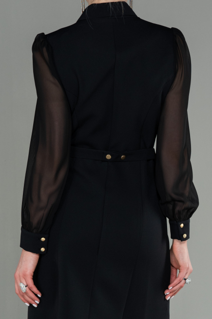 Short Black Chiffon Invitation Dress ABK1663