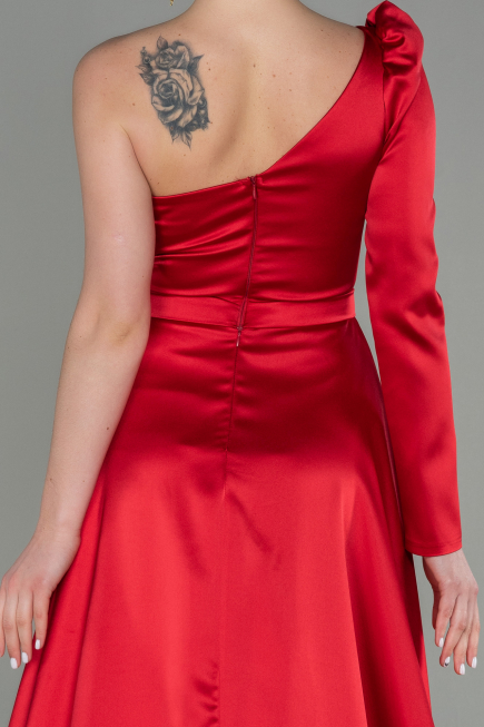 Red Long Satin Evening Dress ABU2610