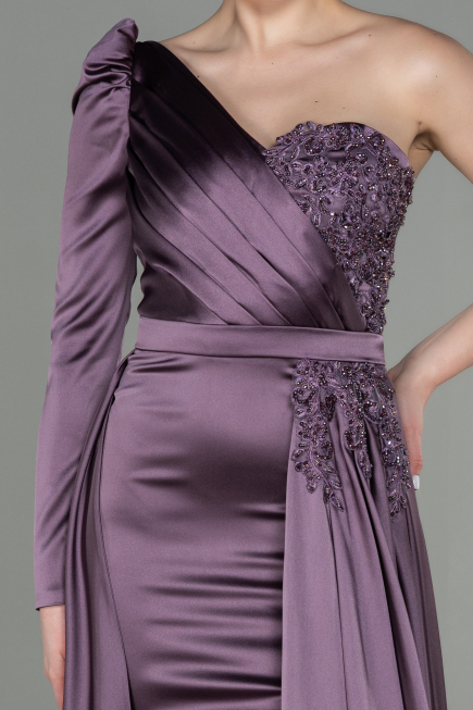 Long Lavender Satin Evening Dress ABU2610