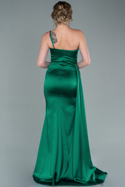 Long Emerald Green Satin Evening Dress ABU2386