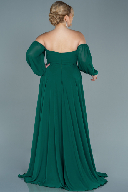 Emerald Green Long Chiffon Oversized Evening Dress ABU2597