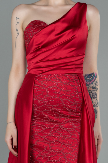 Long Red Satin Evening Dress ABU2933
