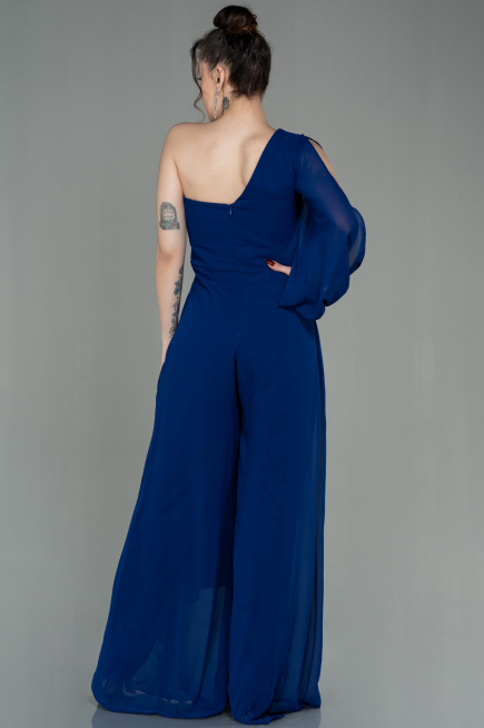 Long Sax Blue Chiffon Invitation Dress ABT078