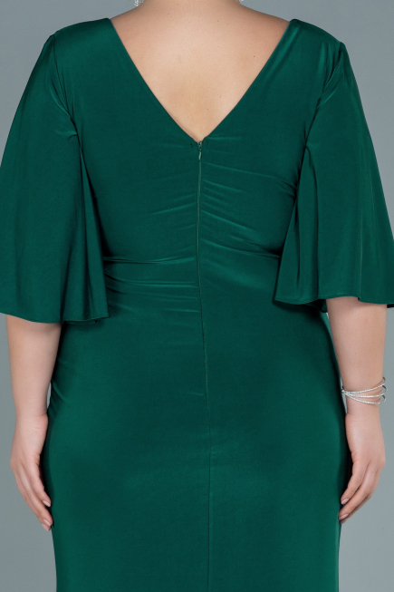 Long Emerald Green Satin Plus Size Evening Dress ABU2646
