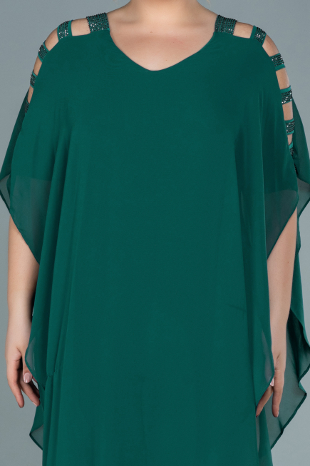 Emerald Green Chiffon Plus Size Evening Dress ABT080