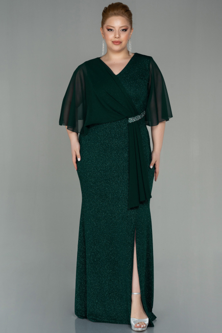Long Emerald Green Plus Size Evening Dress ABU2857