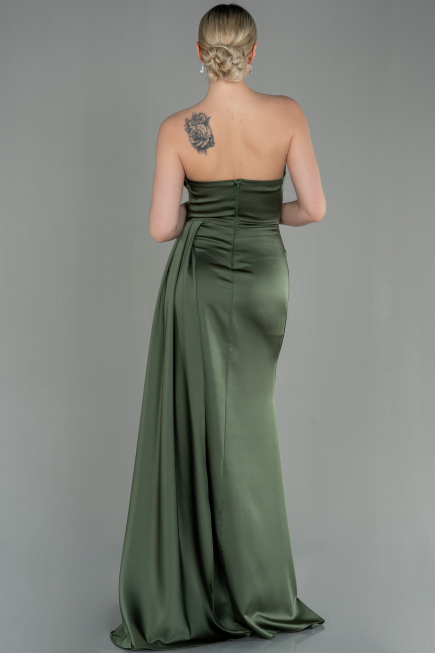 Long Oil Green Satin Prom Gown ABU2965