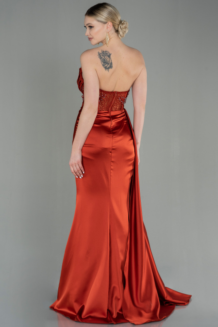Light Brown Long Satin Evening Dress ABU2127