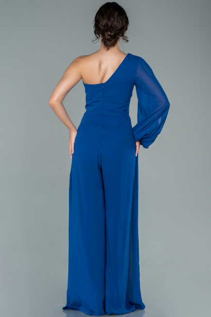 Long Sax Blue Chiffon Invitation Dress ABT078