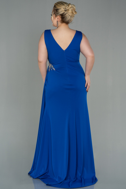 Long Sax Blue Plus Size Evening Dress ABU2934