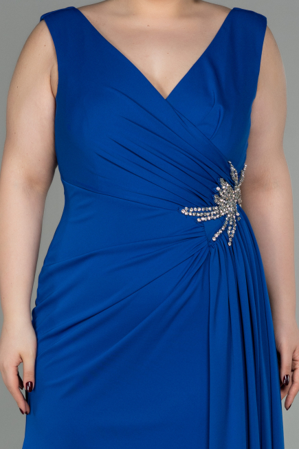 Long Sax Blue Plus Size Evening Dress ABU2934