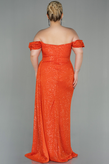 Long Orange Scaly Plus Size Evening Dress ABU2973