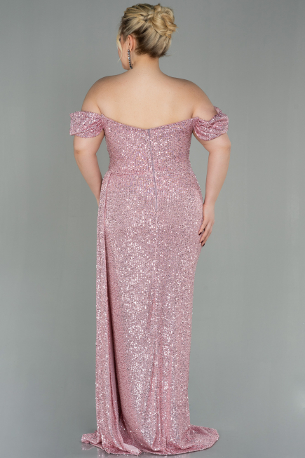 Long Powder Color Scaly Plus Size Evening Dress ABU2973