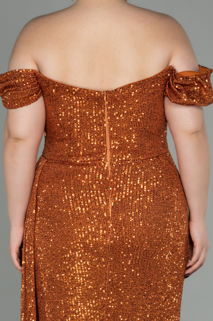 Long Light Brown Scaly Plus Size Evening Dress ABU2973