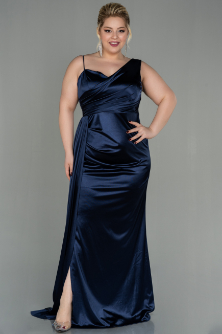 Long Navy Blue Plus Size Evening Dress ABU2932