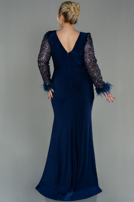 Long Navy Blue Oversized Evening Dress ABU2976