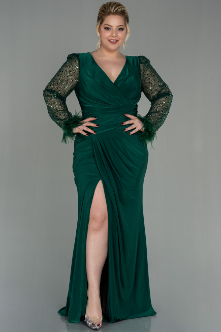 Long Emerald Green Oversized Evening Dress ABU2976