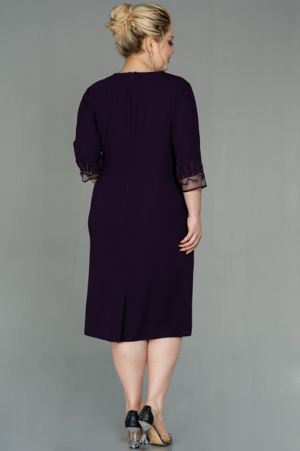 Purple Midi Plus Size Evening Dress ABK1622