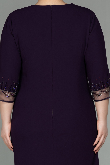 Purple Midi Plus Size Evening Dress ABK1622