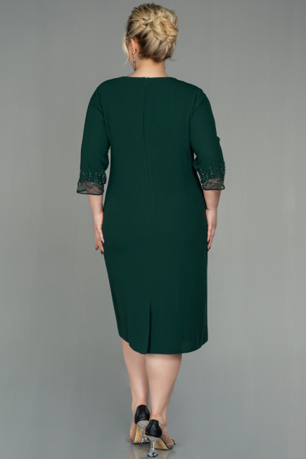 Emerald Green Midi Plus Size Evening Dress ABK1622