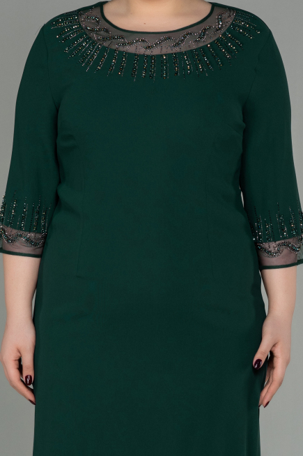 Emerald Green Midi Plus Size Evening Dress ABK1622