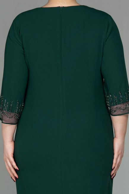 Emerald Green Midi Plus Size Evening Dress ABK1622