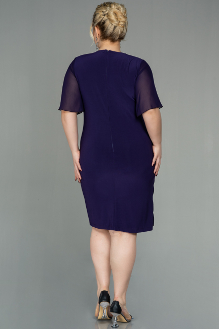 Short Purple Chiffon Plus Size Evening Dress ABK1299