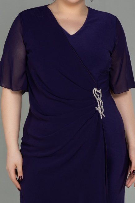 Short Purple Chiffon Plus Size Evening Dress ABK1299