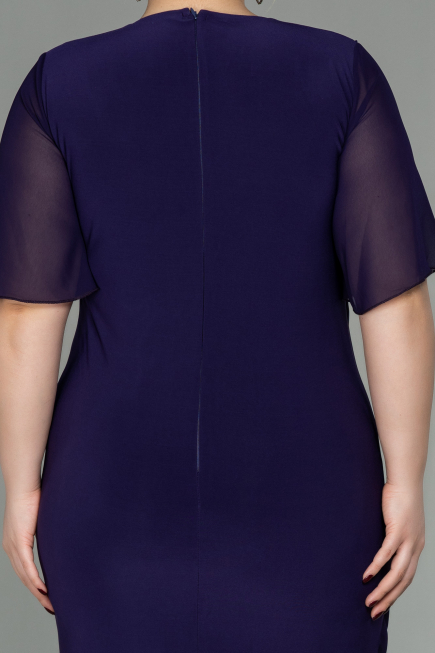 Short Purple Chiffon Plus Size Evening Dress ABK1299