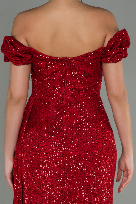 Long Red Scaly Evening Dress ABU2987