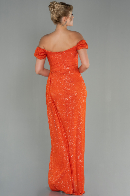 Long Orange Scaly Evening Dress ABU2987