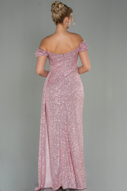 Long Powder Color Scaly Evening Dress ABU2987