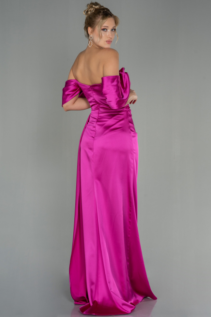 Fuchsia Long Satin Evening Dress ABU2661