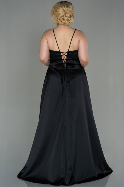 Long Black Satin Oversized Evening Dress ABU3020