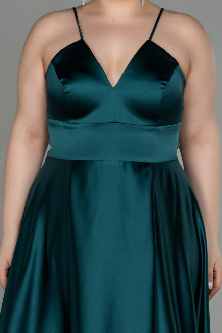 Long Emerald Green Satin Oversized Evening Dress ABU3020