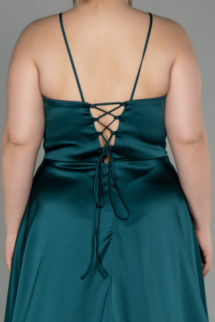 Long Emerald Green Satin Oversized Evening Dress ABU3020