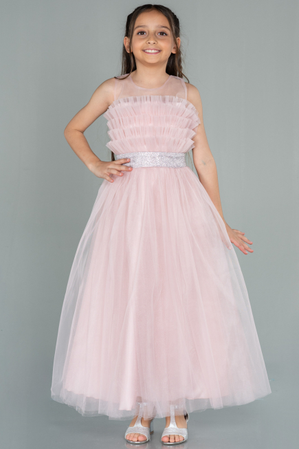 Long Powder Color Girl Dress ABU3032