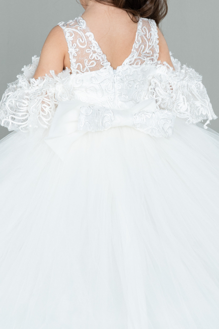 Long White Kid Wedding Dress ABU3044