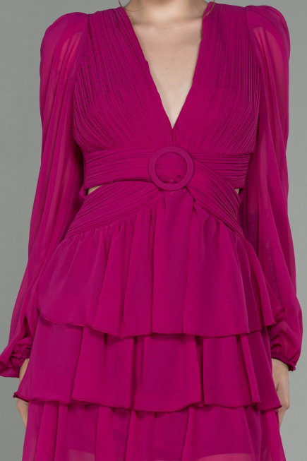 Fuchsia Mini Chiffon Invitation Dress ABK959
