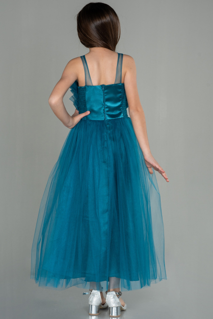 Long Oil Green Girl Dress ABU3032