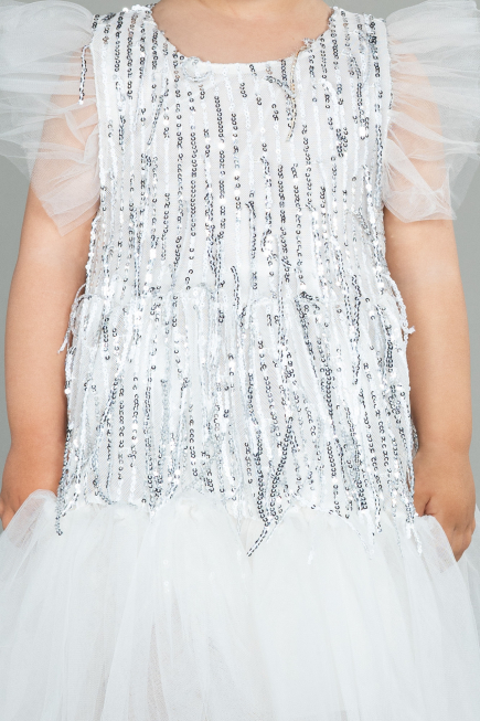 Midi White Scaly Girl Dress ABK1718