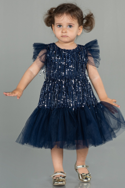 Midi Navy Blue Scaly Girl Dress ABK1718