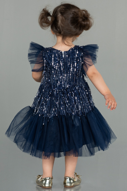 Midi Navy Blue Scaly Girl Dress ABK1718